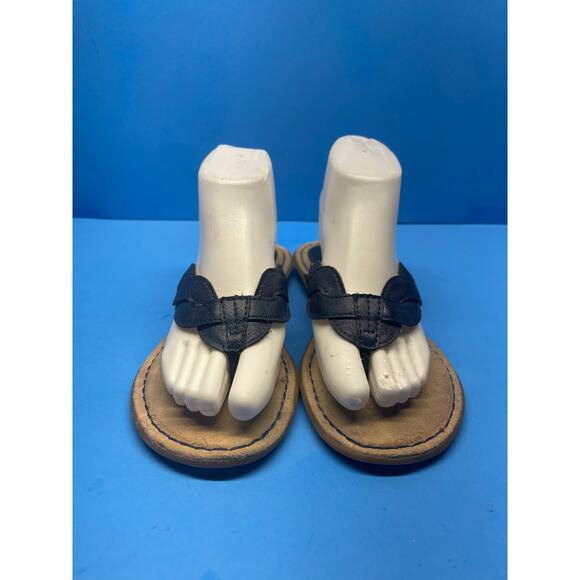 B.O.C Born Concept Sz 8 DARK BLUE Leather Braided Strap Thong Sandals - Picture 3 of 10